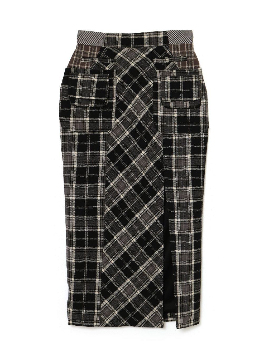 Anna check long skirt