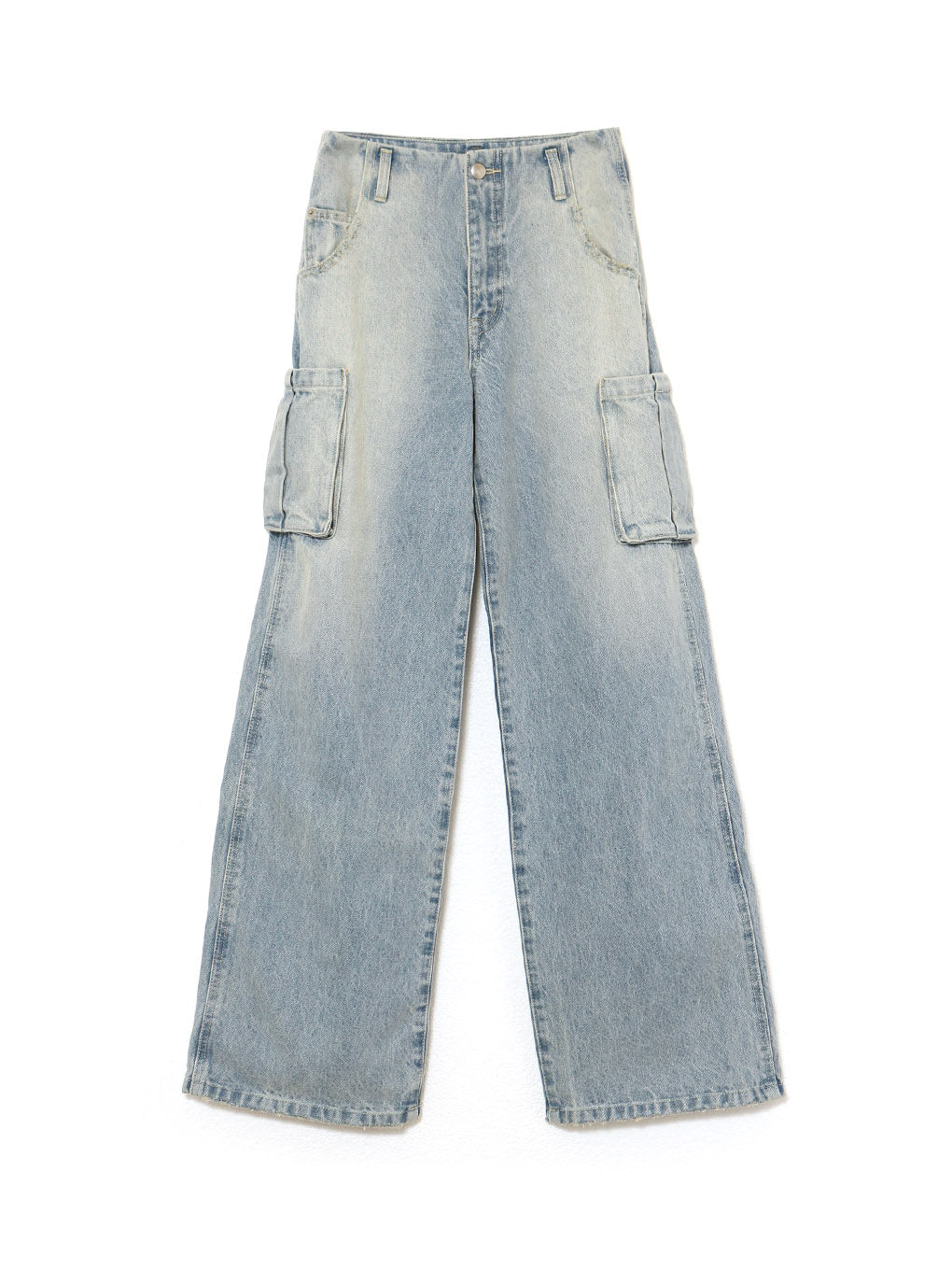 Back ribbon denim cargo pants