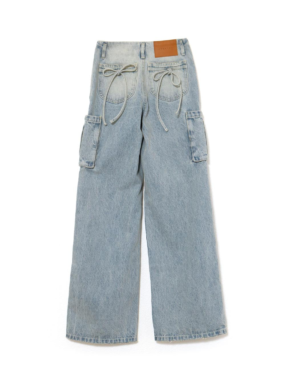 Back ribbon denim cargo pants