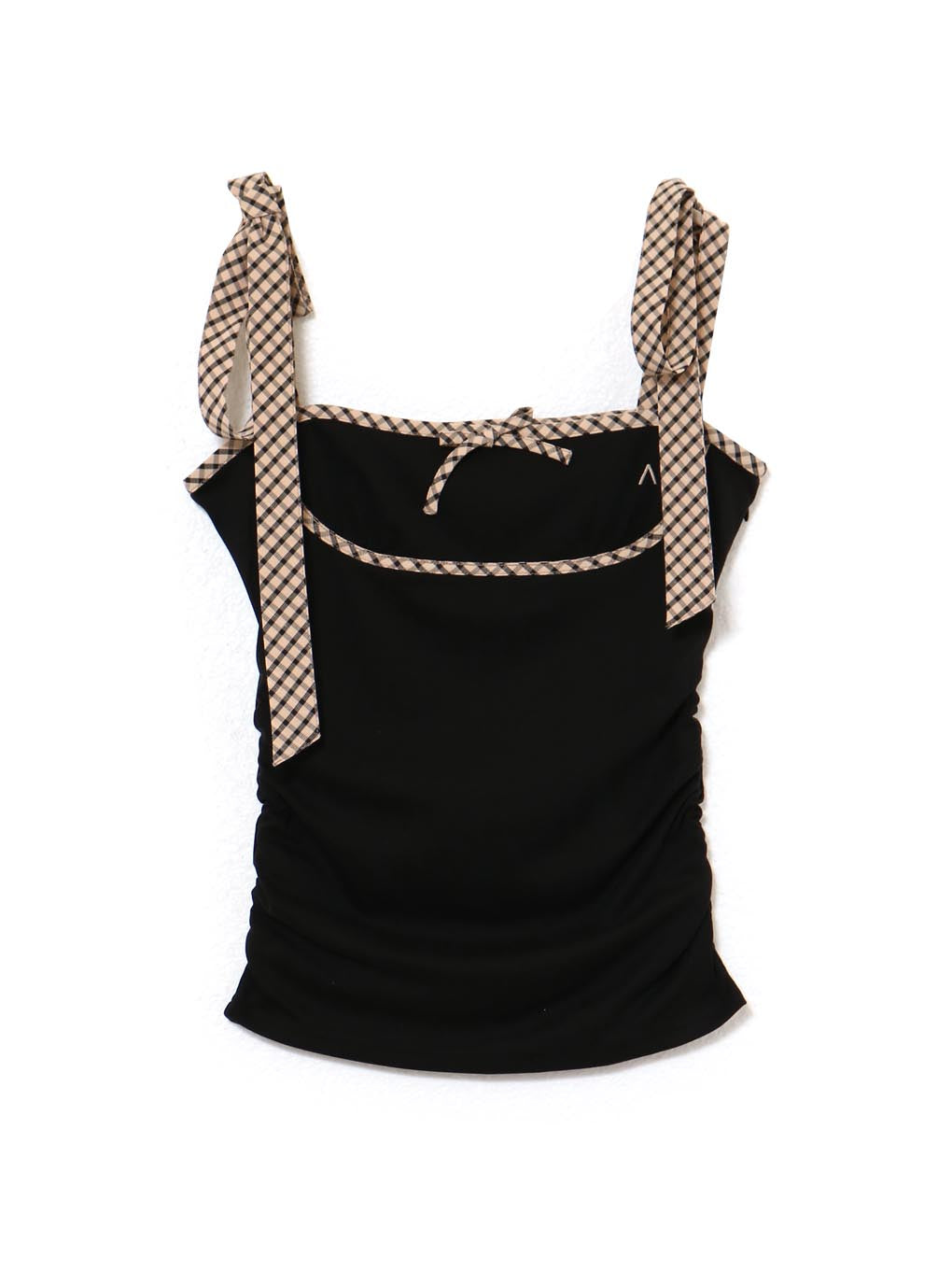 Alice check ribbon tops
