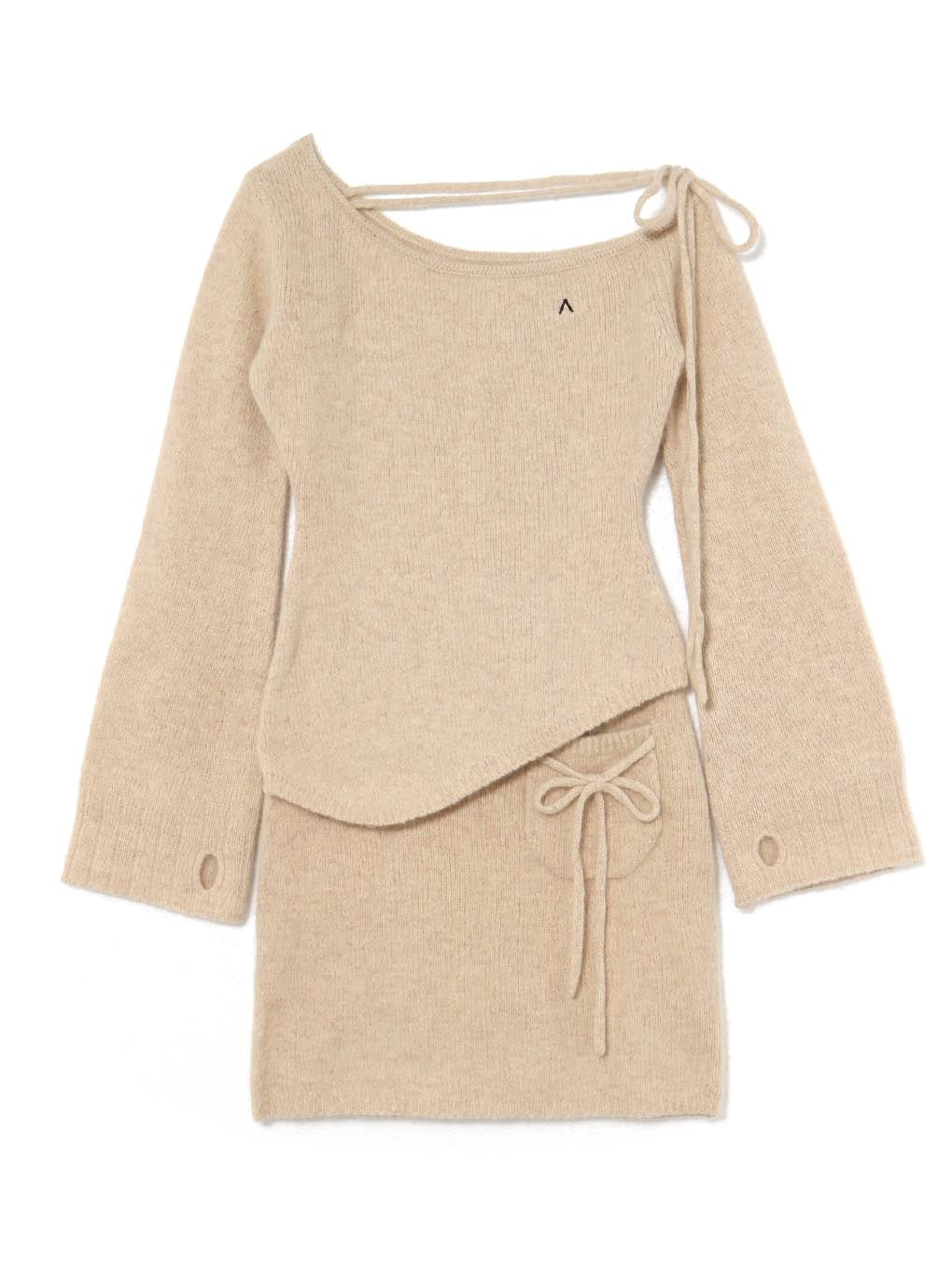 Furry racoon knit set up