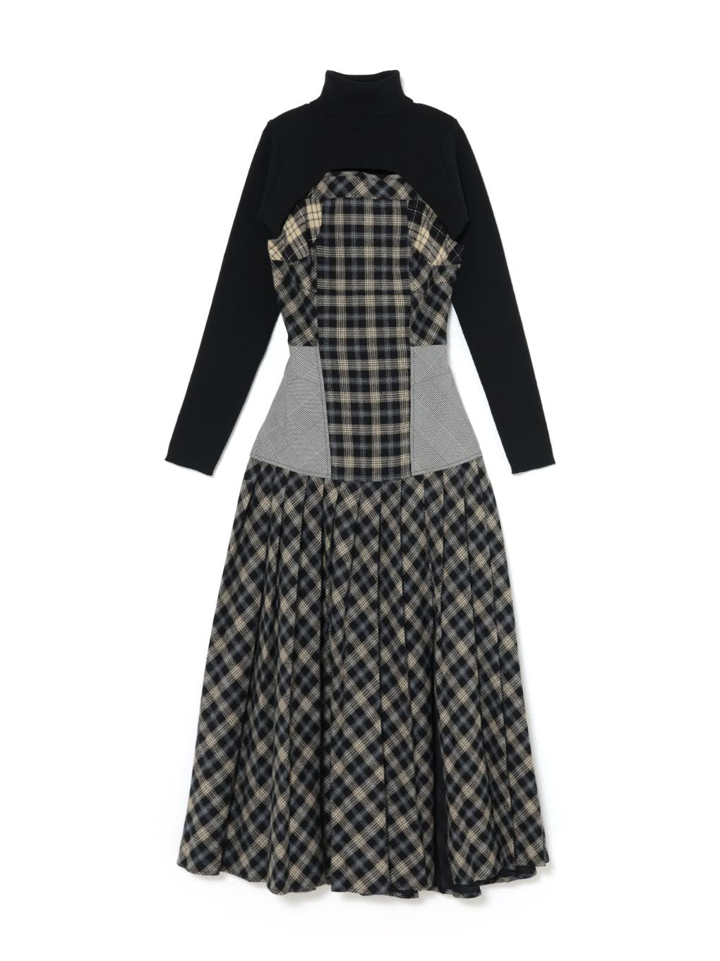 Anne check long dress