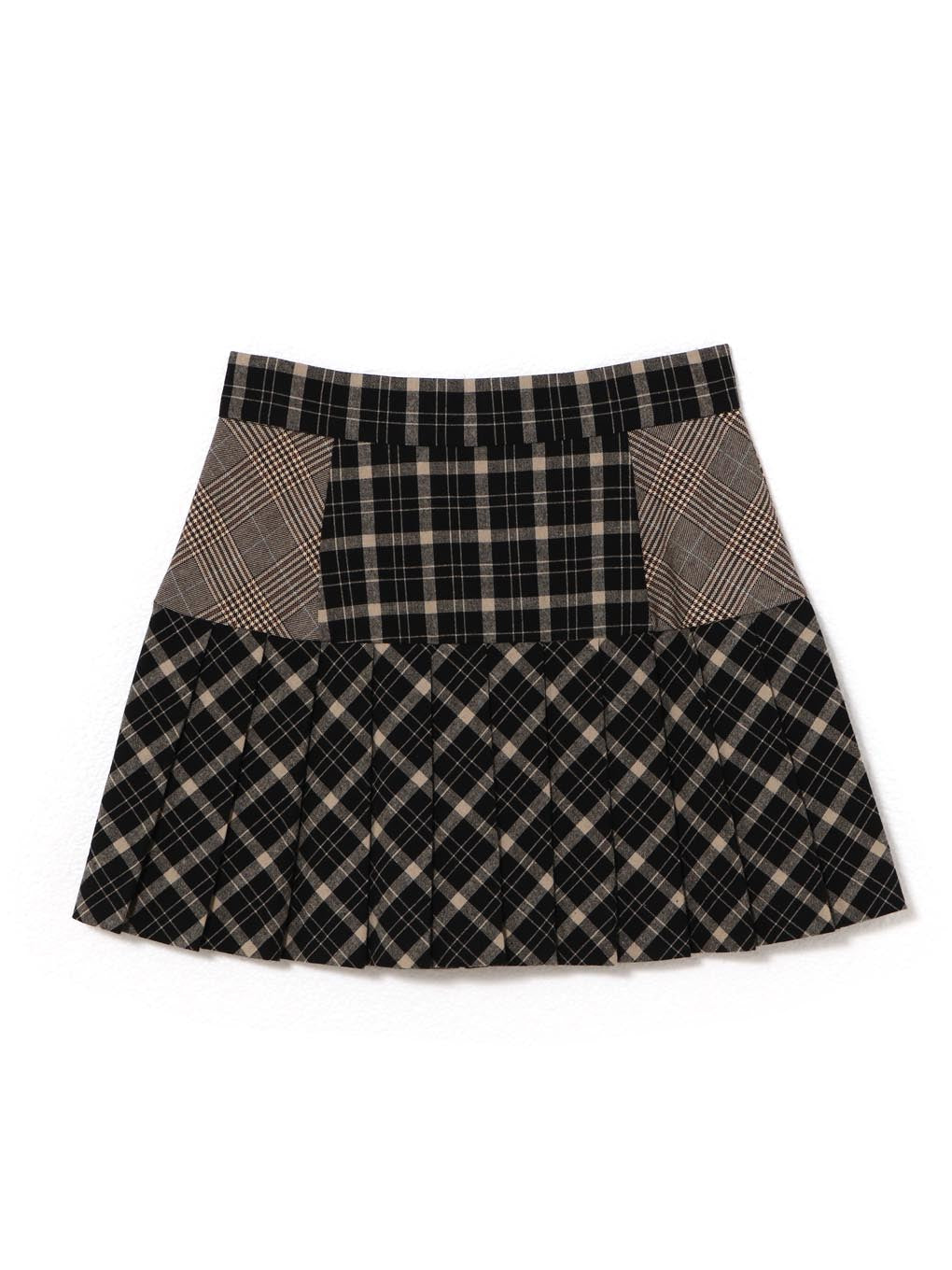 Coco check pleats skirt