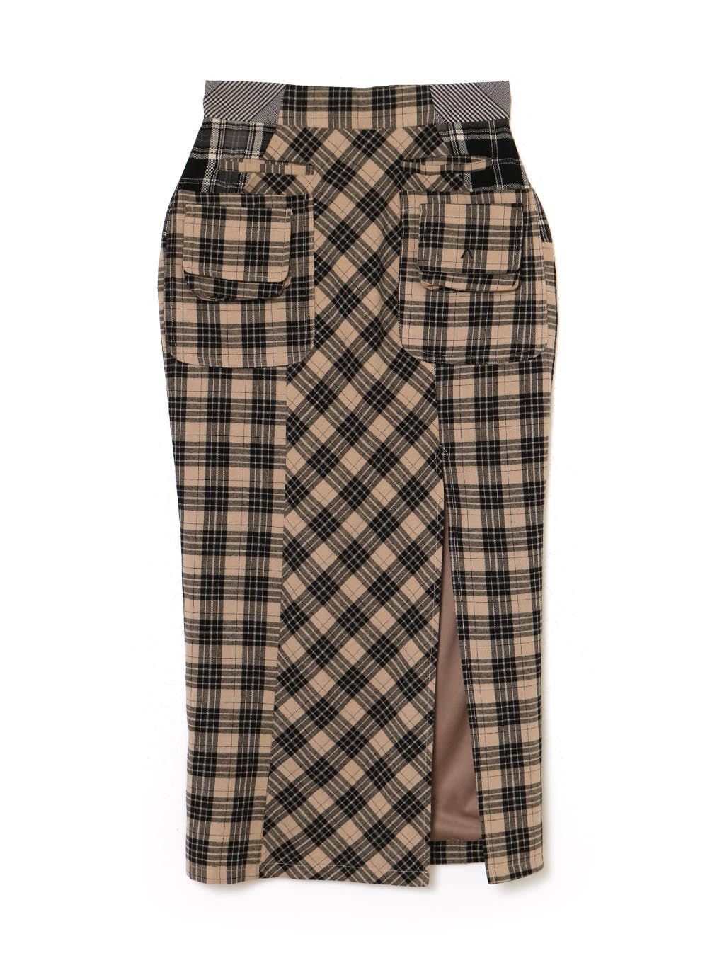 Anna check long skirt