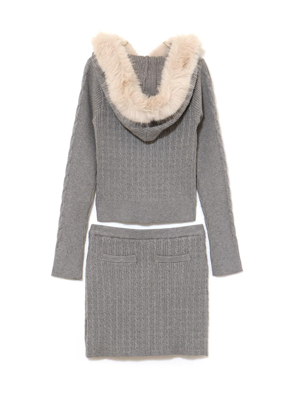 Reo fur knit set up