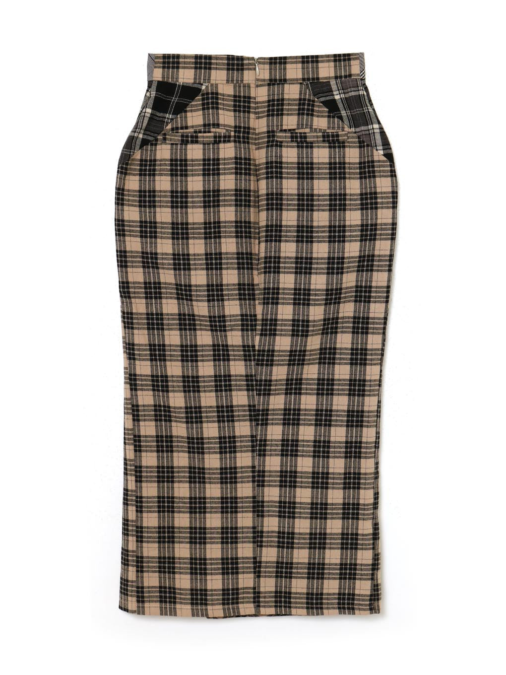 Anna check long skirt