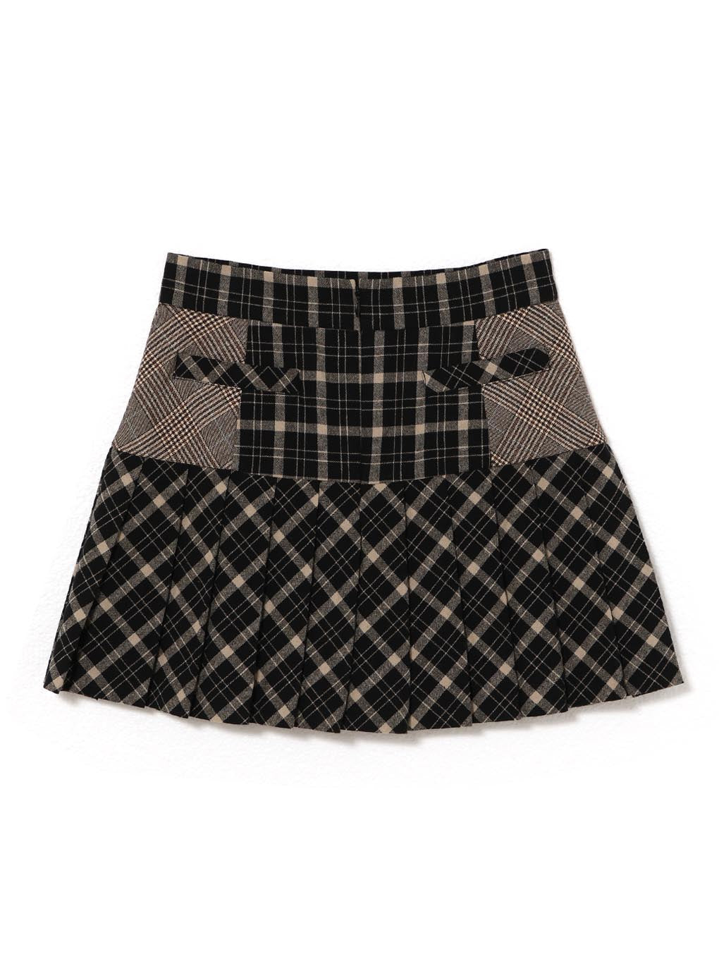 Coco check pleats skirt