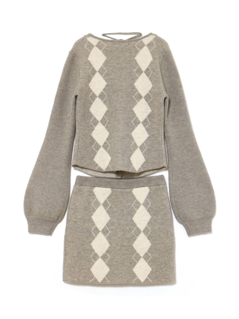 Argyle ribbon knit set up