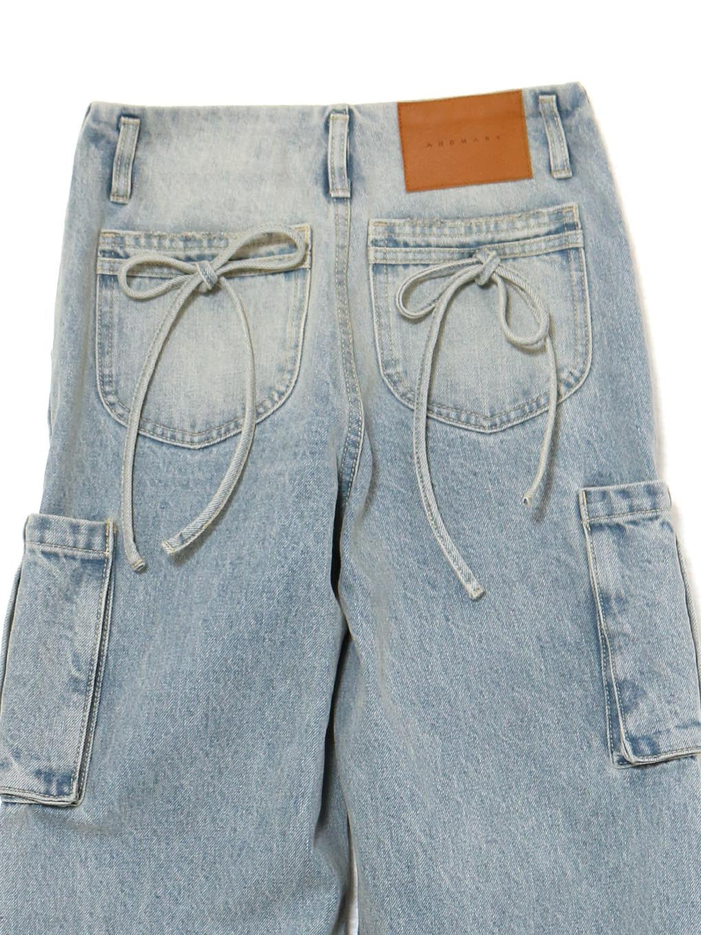 Back ribbon denim cargo pants