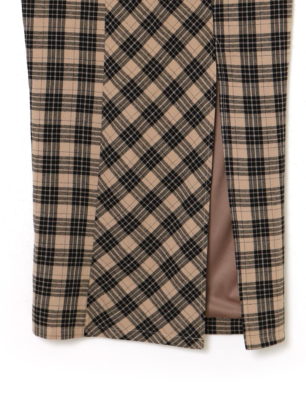 Anna check long skirt