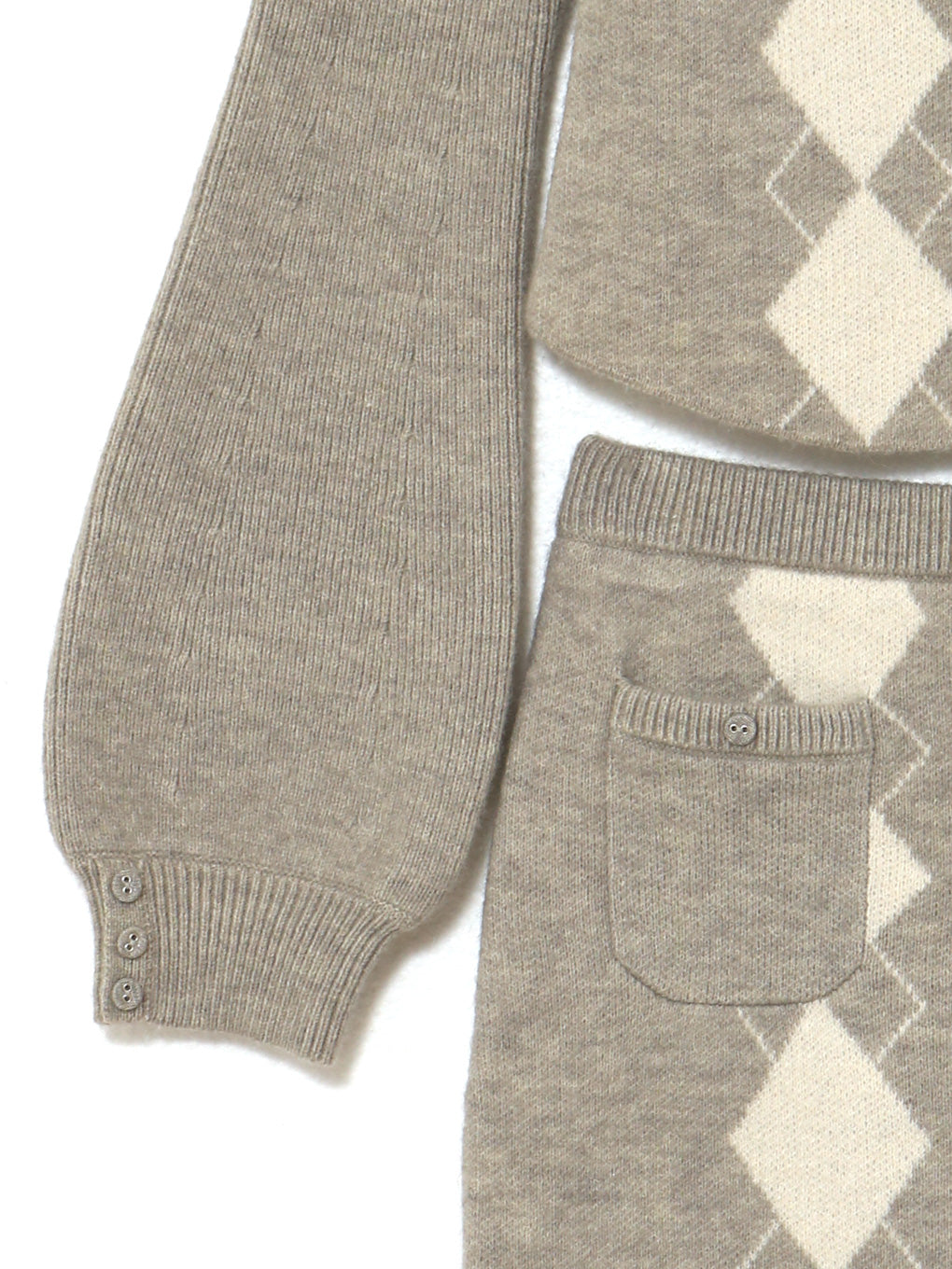 Argyle ribbon knit set up
