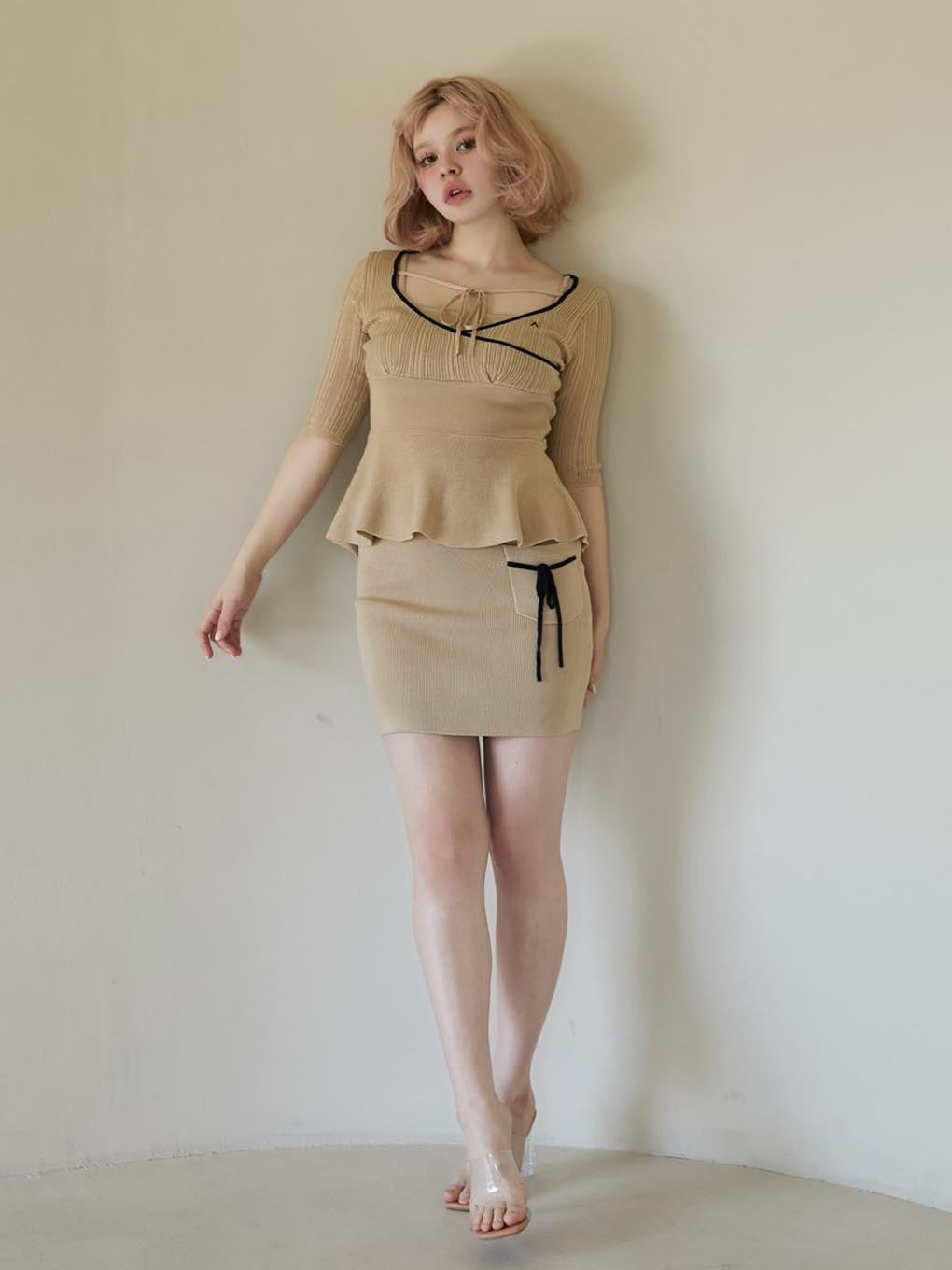 Peplum crochet knit set up