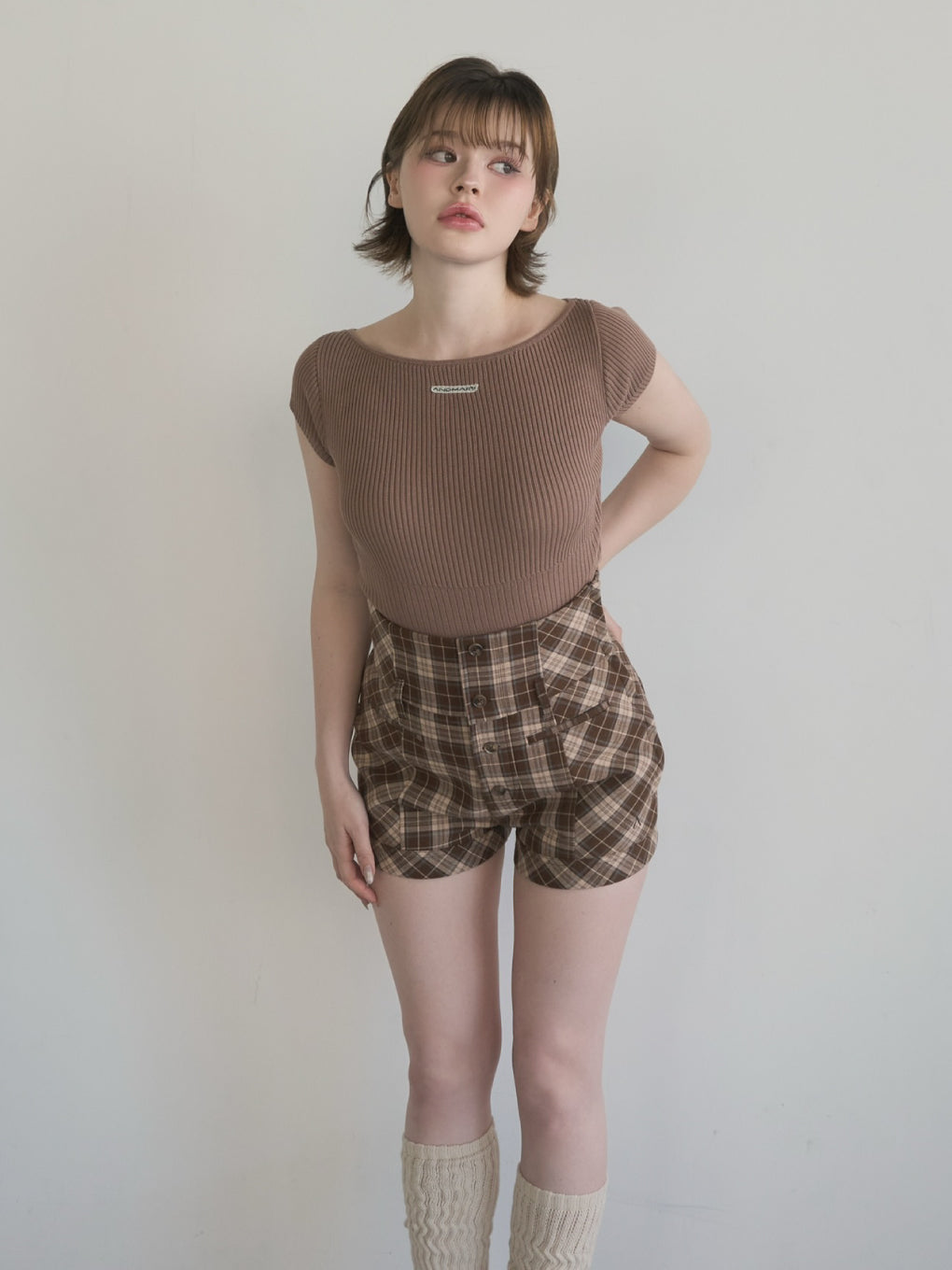 High waist check pants