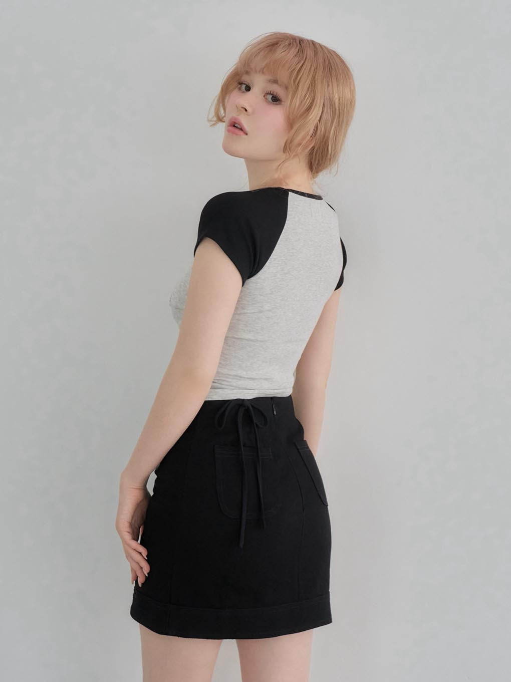 Lara ribbon mini skirt