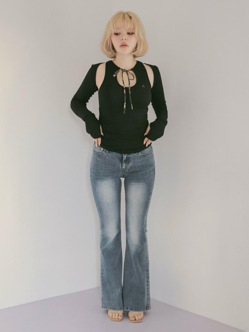 Heart hip flare denim