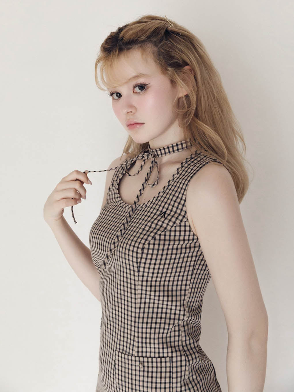 Natalie check mini dress