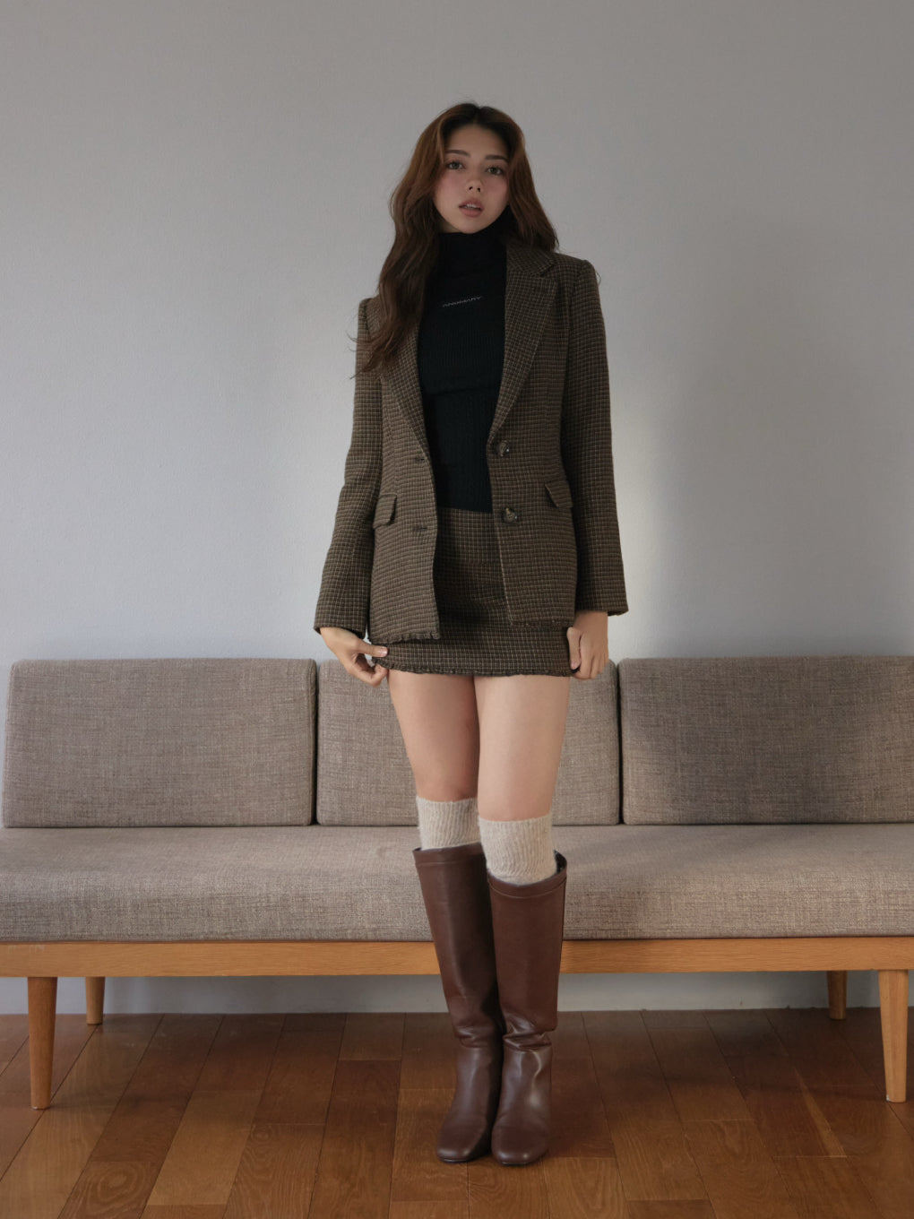 Jacquard turtleneck tops