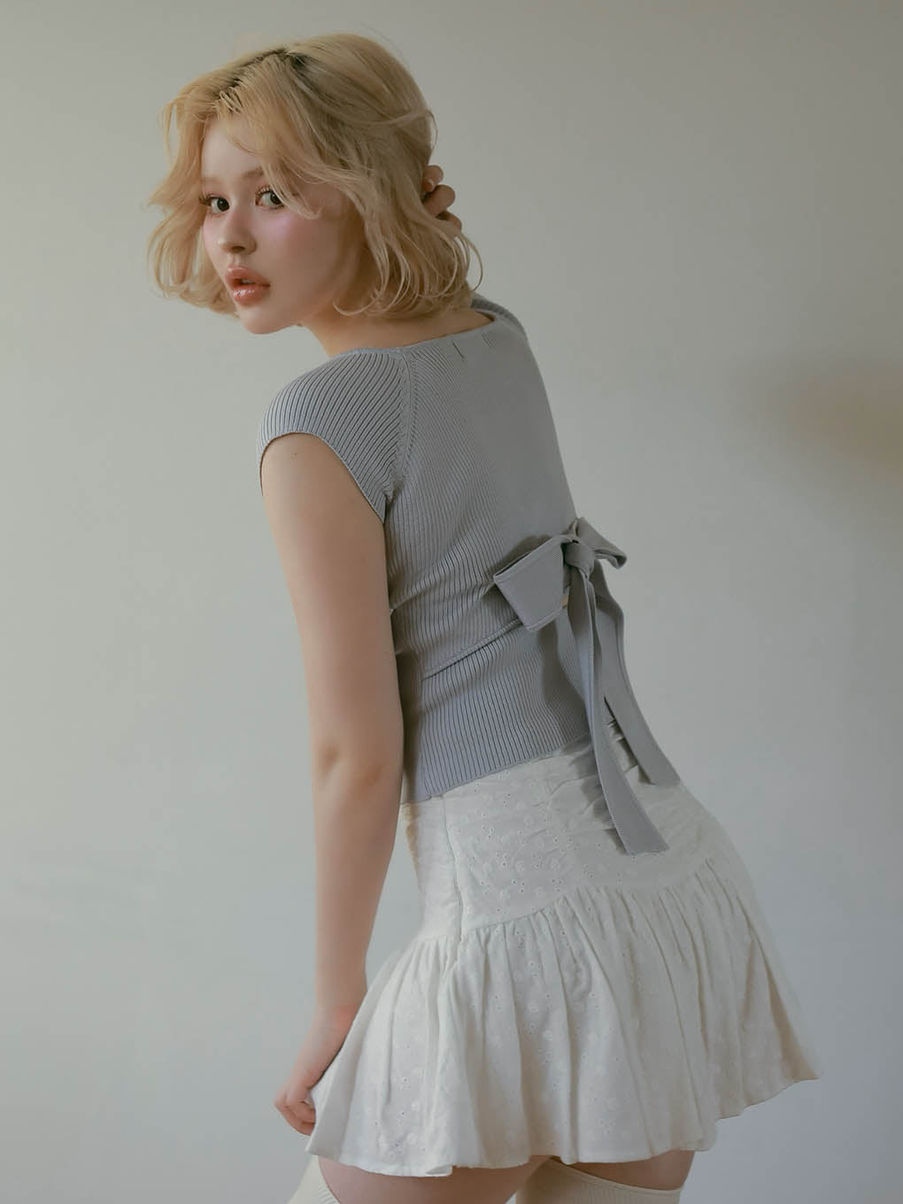 Elle ribbon knit tops