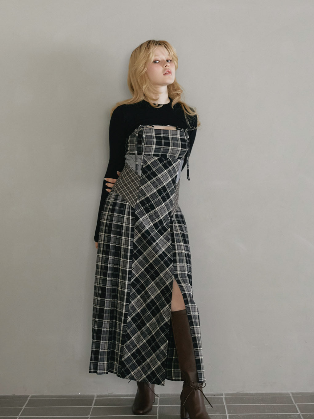 Nadia check long dress