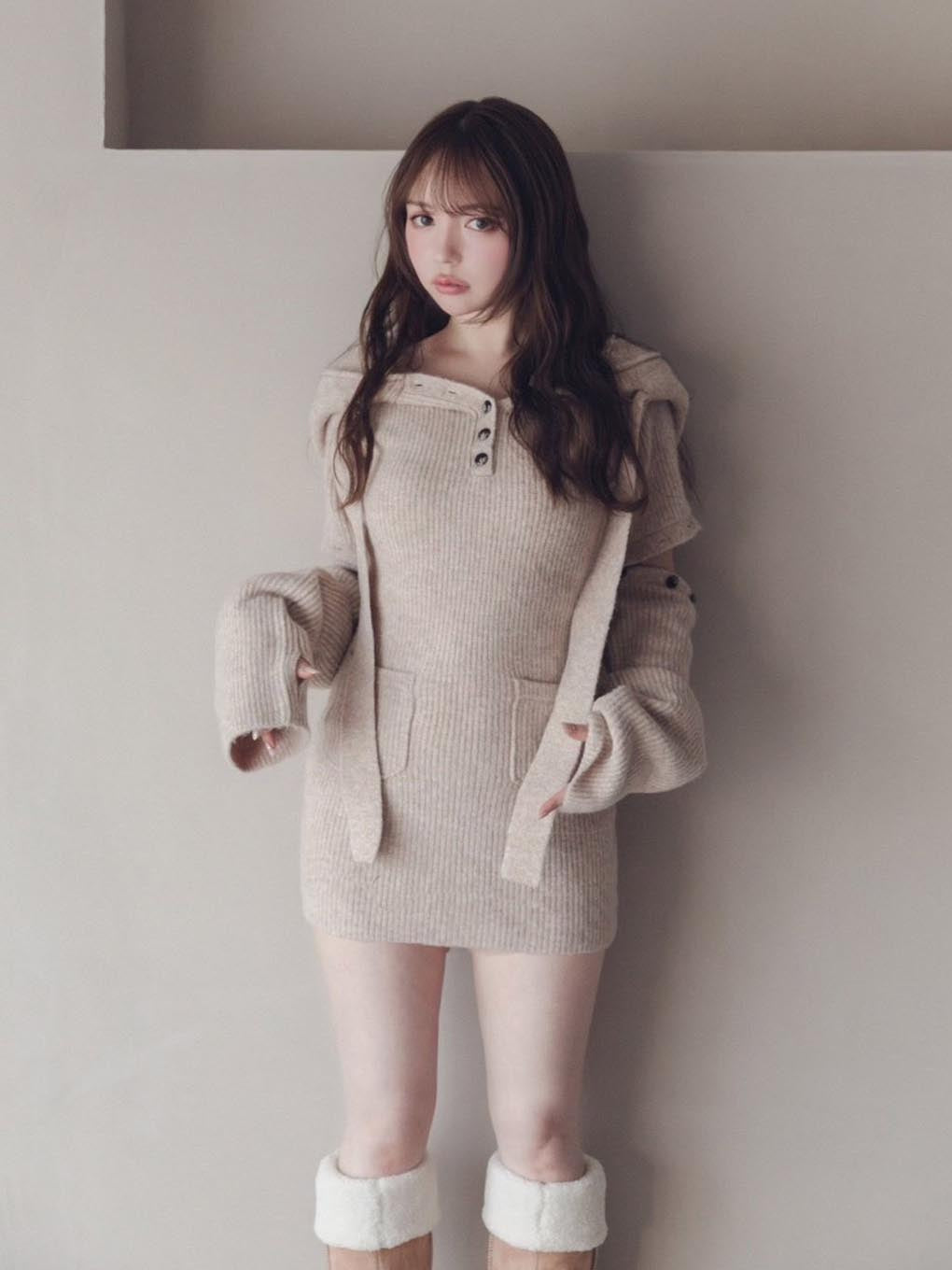 Alma button mini dress