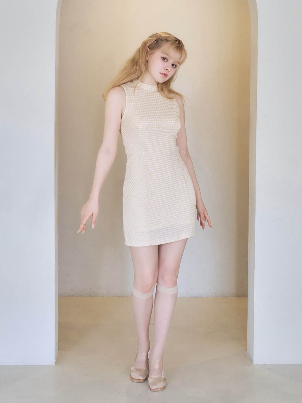 Natalie check mini dress