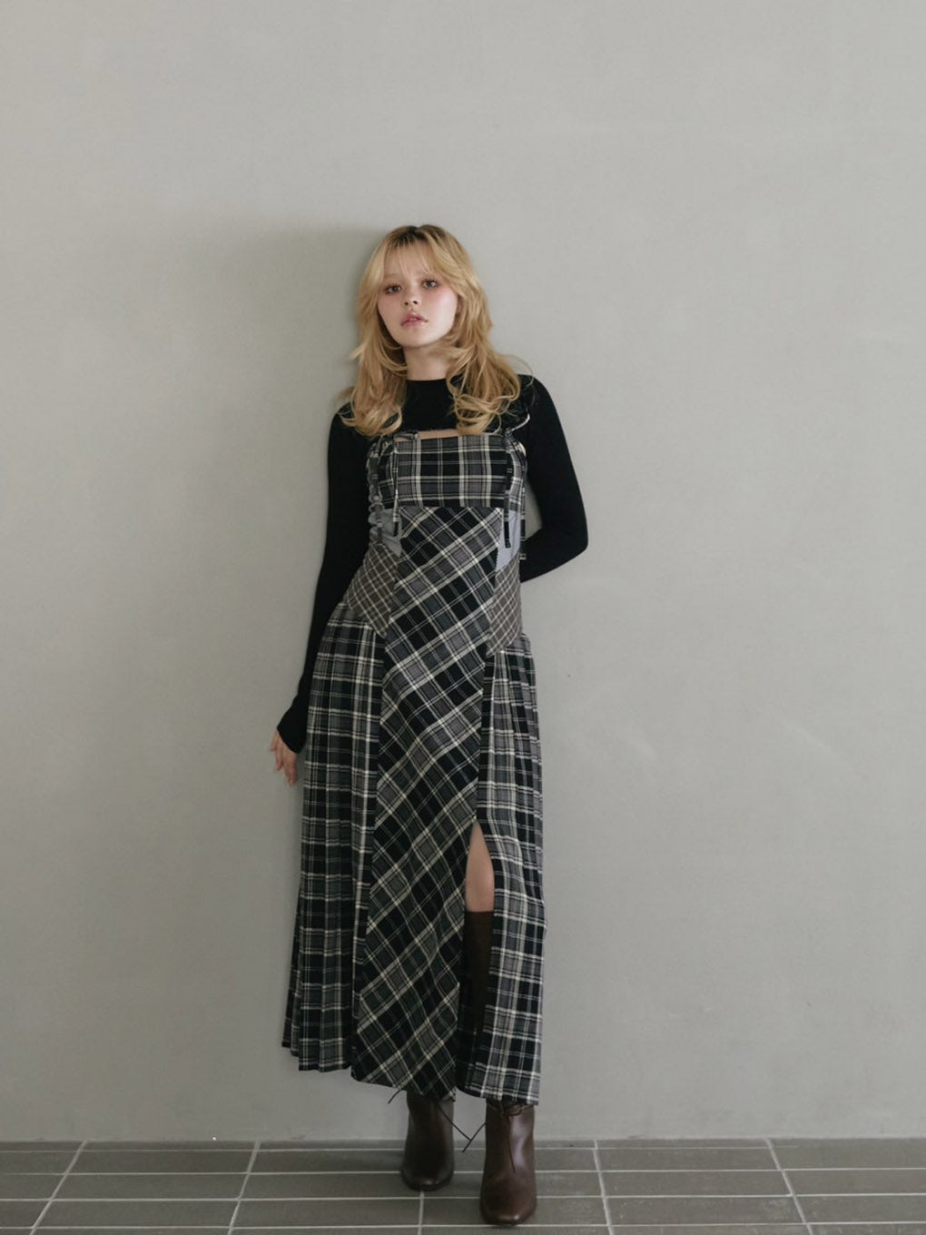 Nadia check long dress