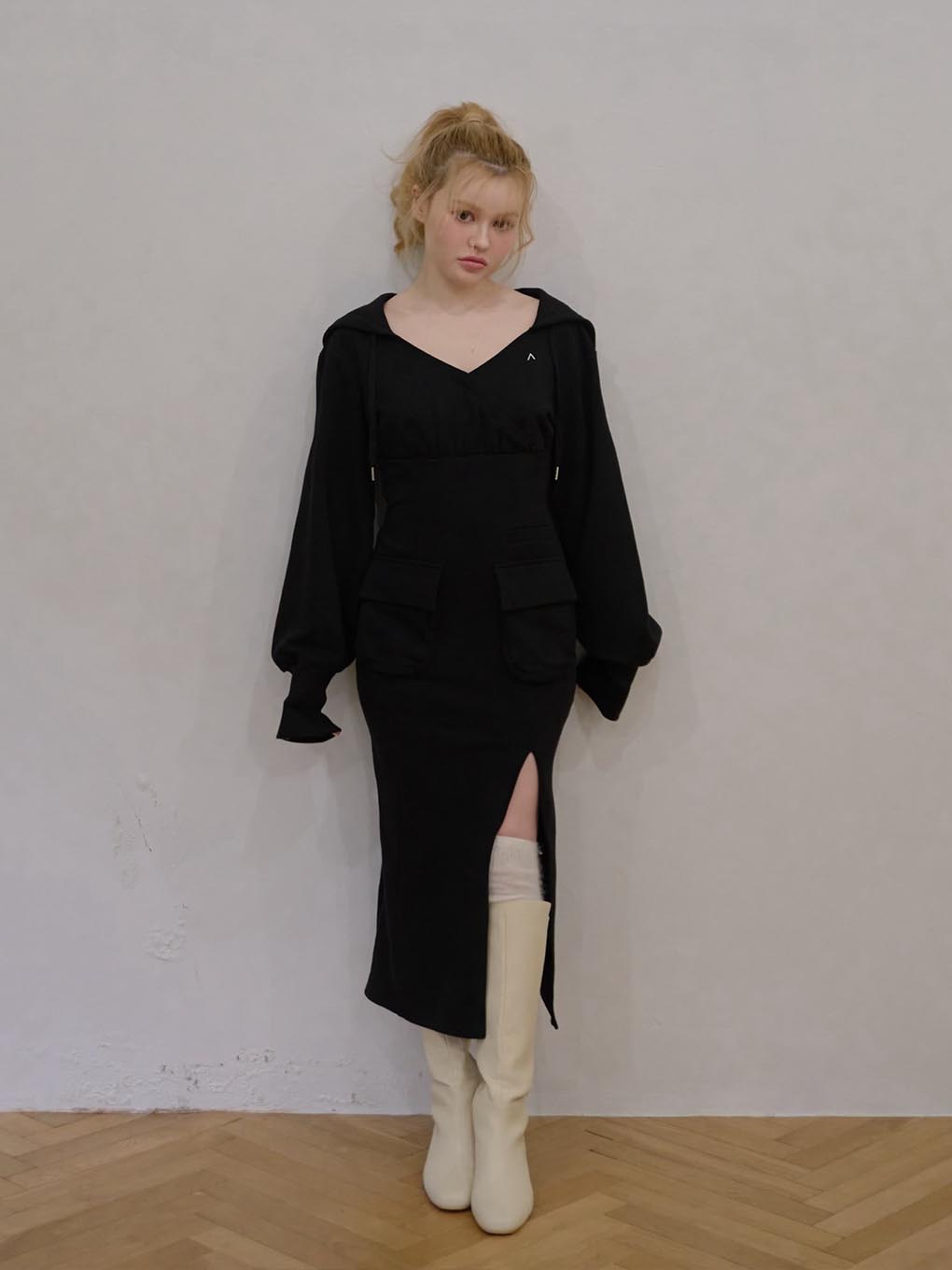 Ami pocket slit dress