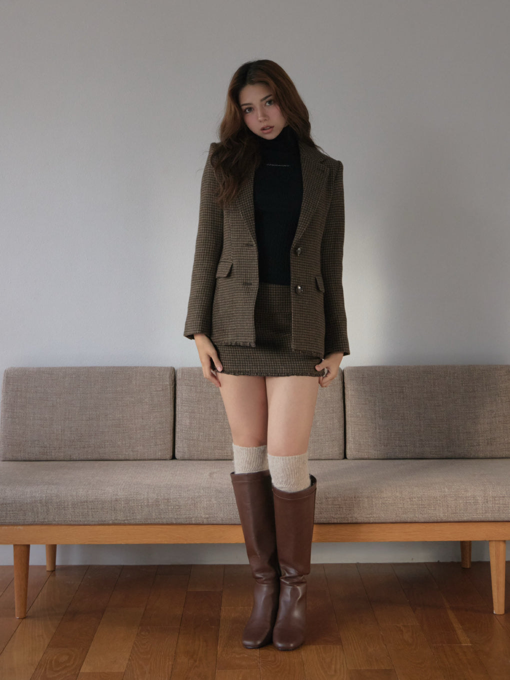 Jacquard turtleneck tops