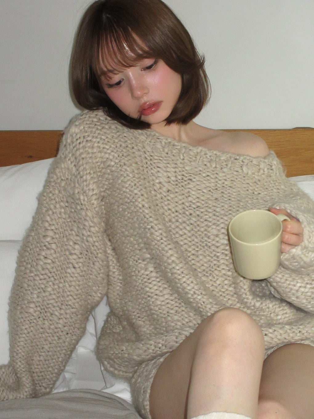 Fluffy handknit set up
