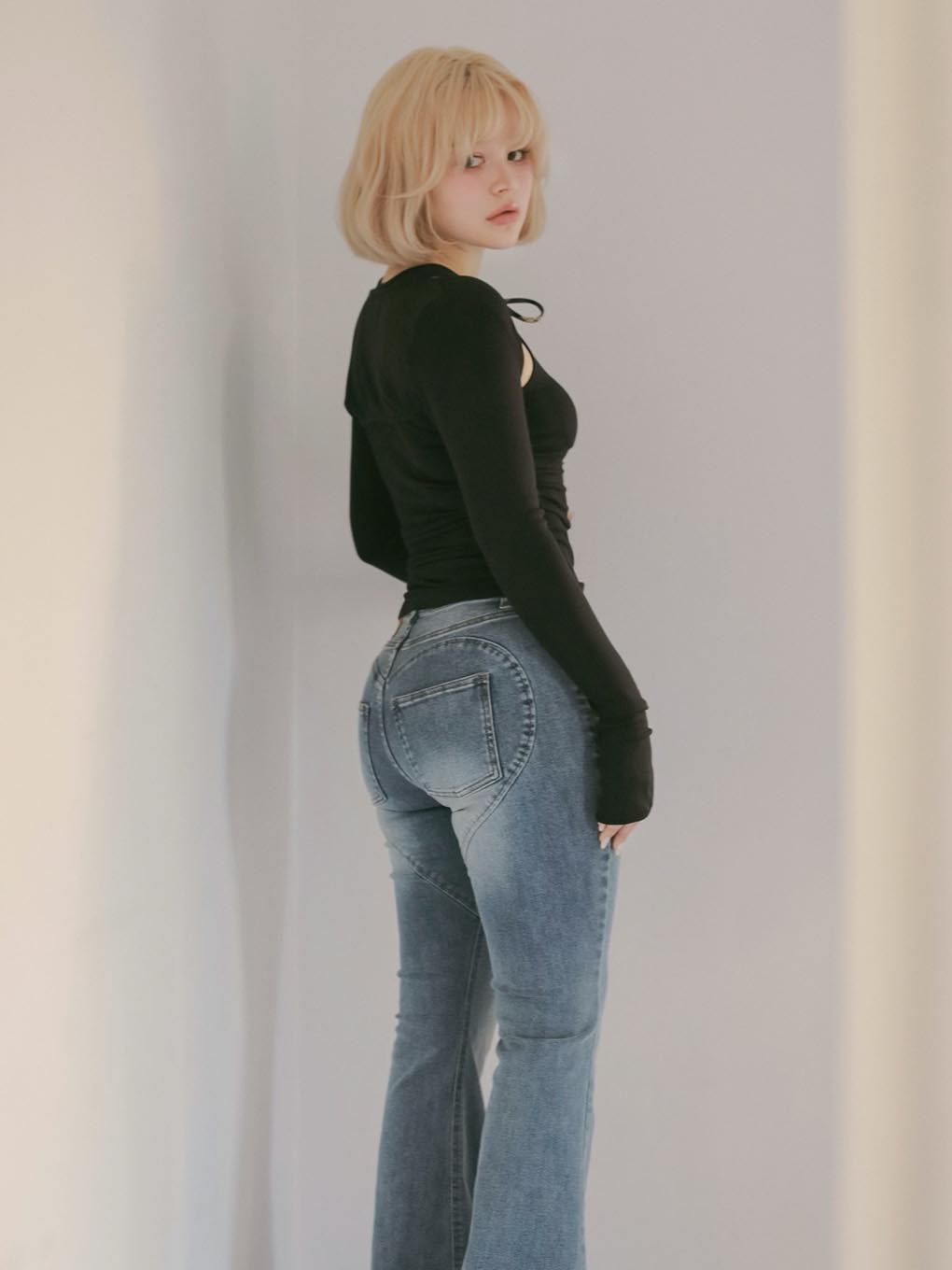 Heart hip flare denim