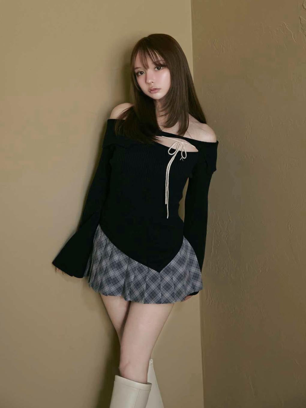 Audrey check mini skirt