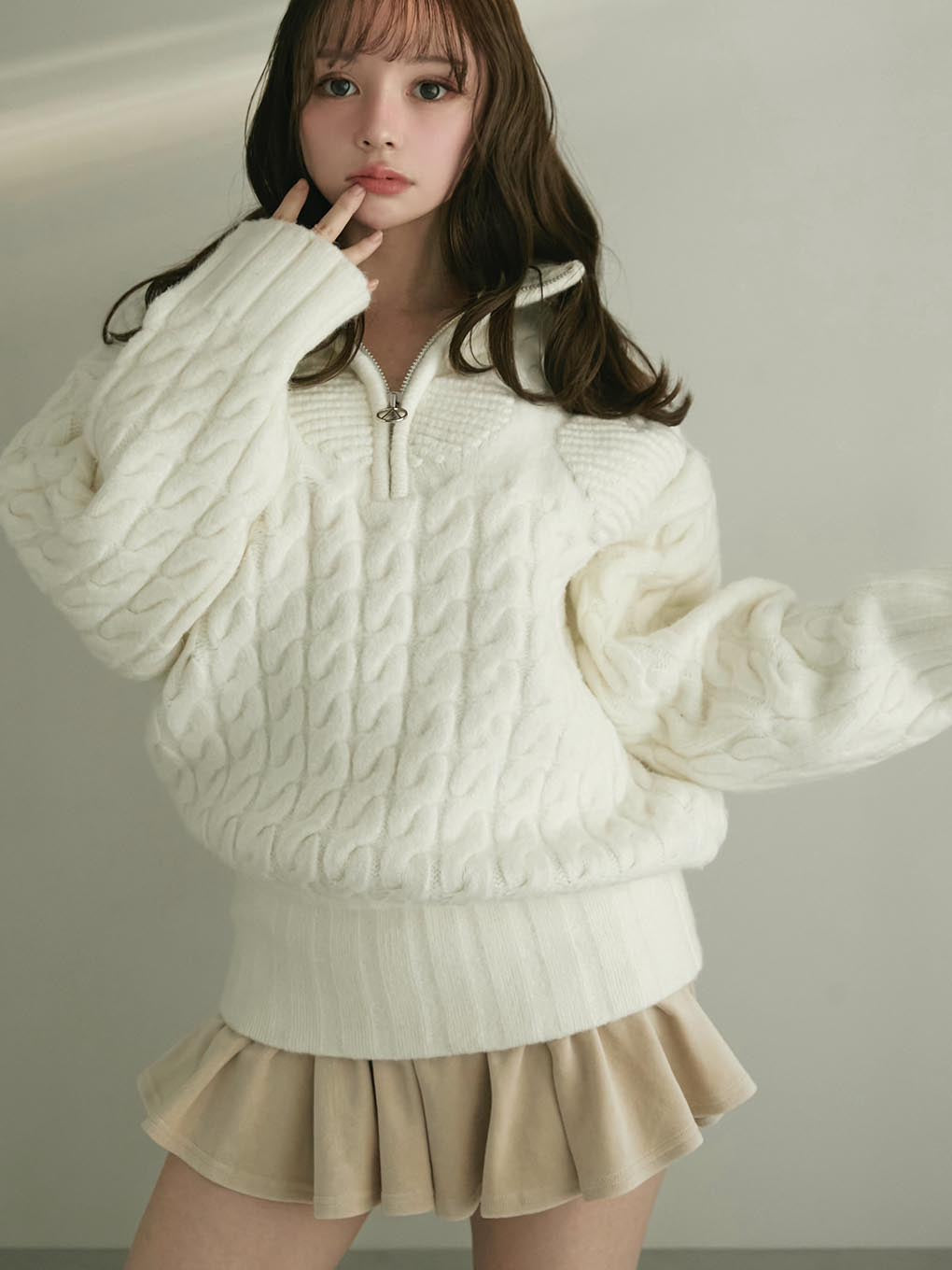 Silky velor mini skirt