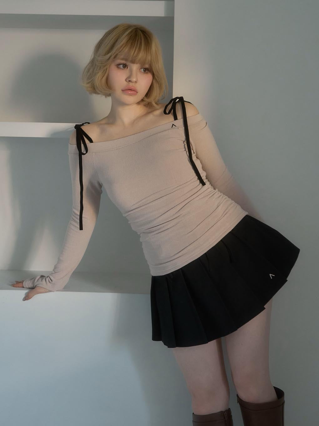 Velour ribbon tops