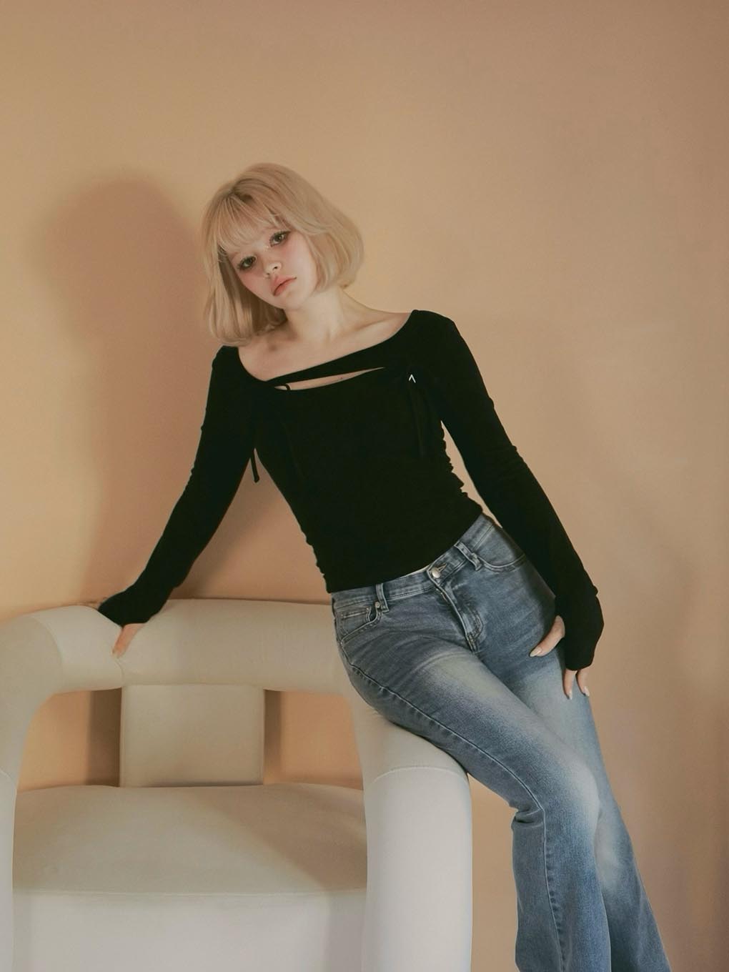 Heart hip flare denim