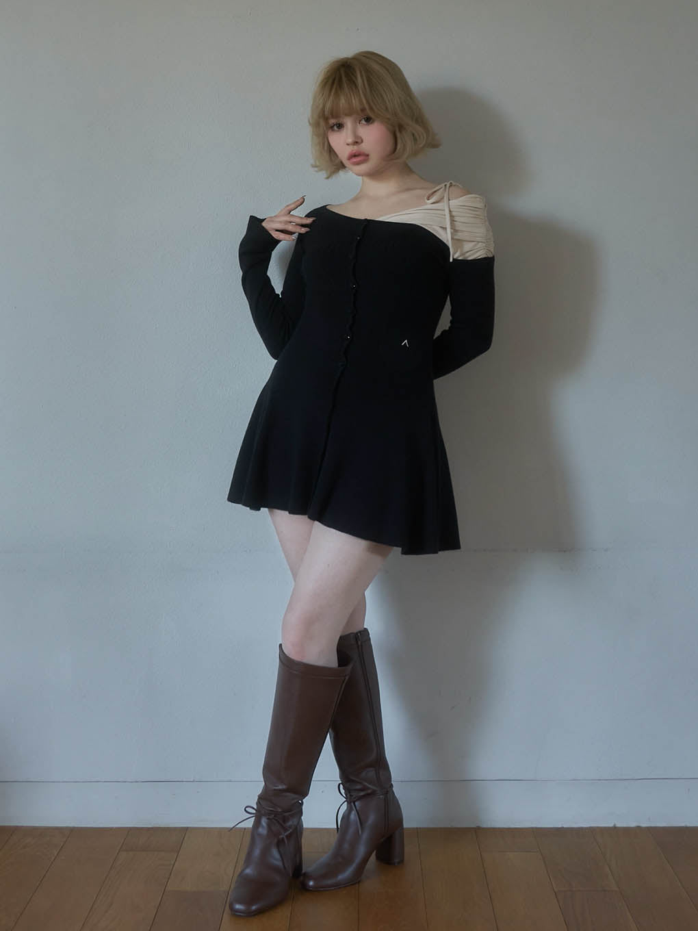 Helen knit flare mini dress
