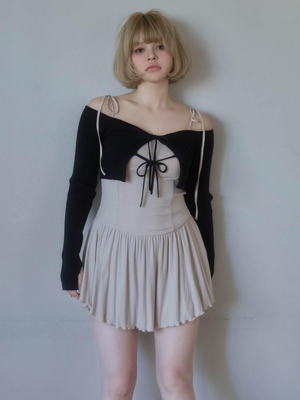 Nei knit set flare dress