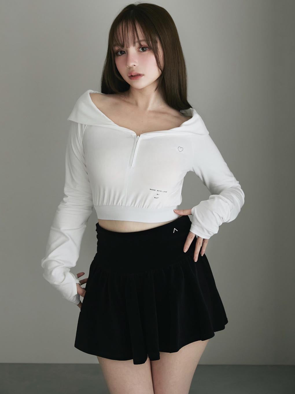 Silky velor mini skirt
