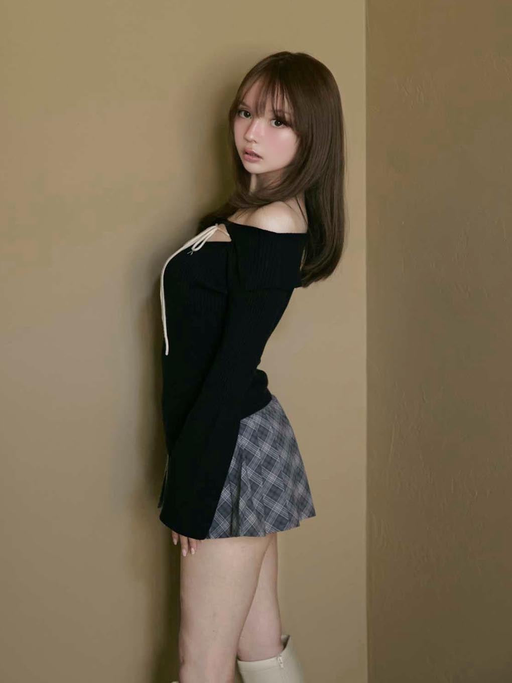 Audrey check mini skirt