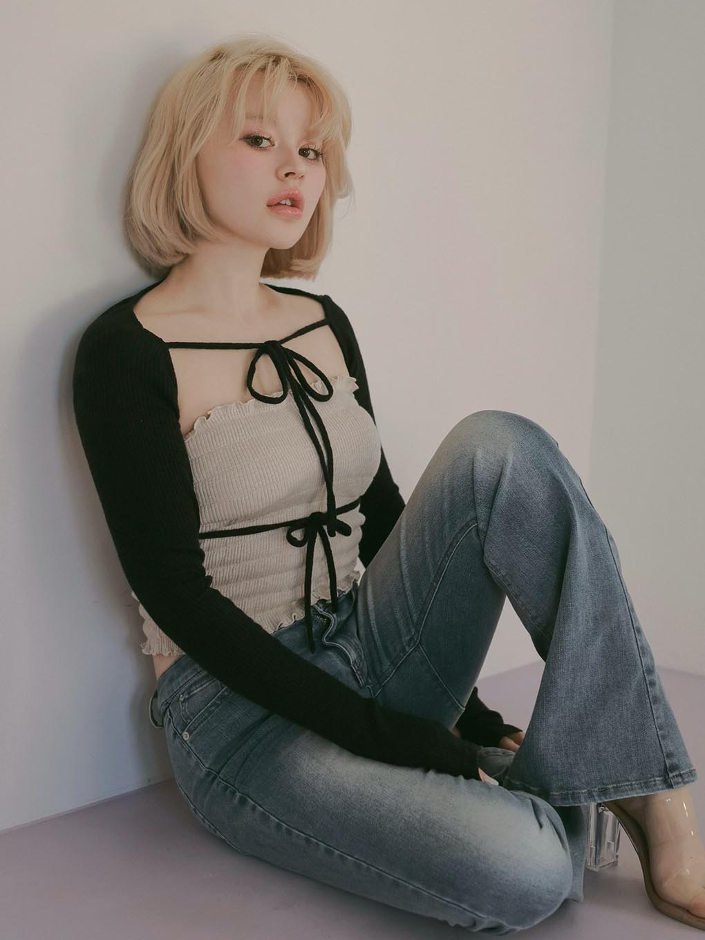 Heart hip flare denim