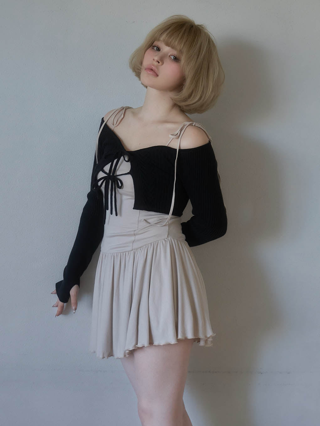Nei knit set flare dress