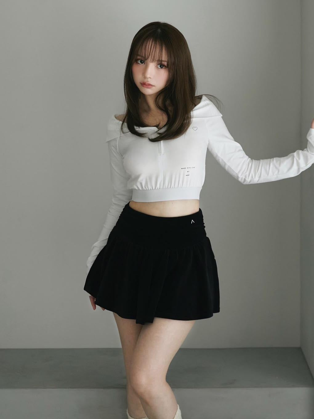 Silky velor mini skirt