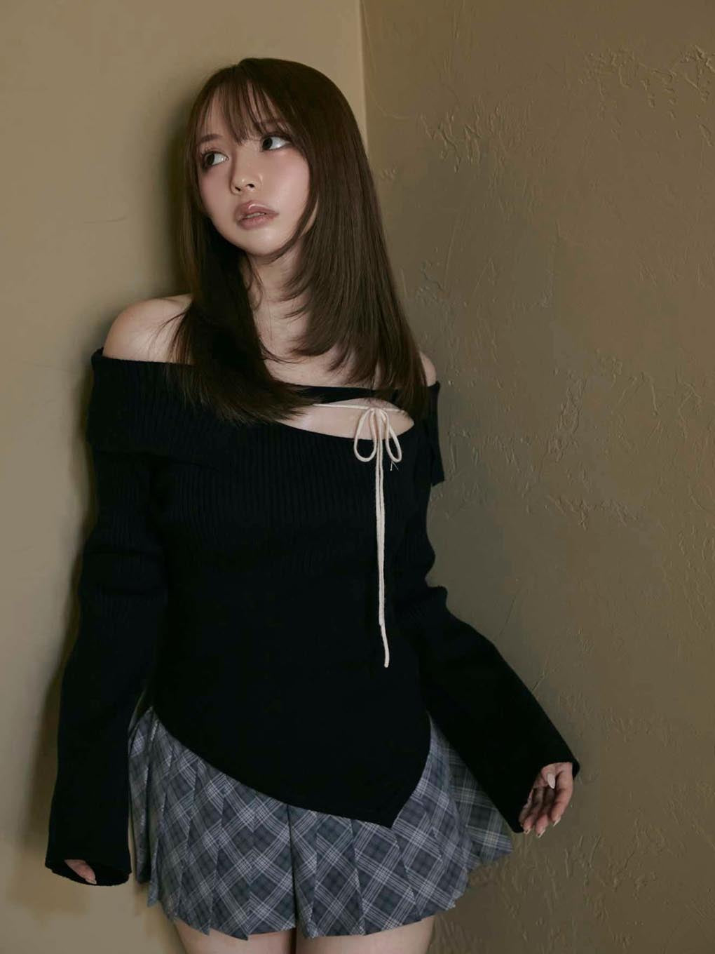 Audrey check mini skirt