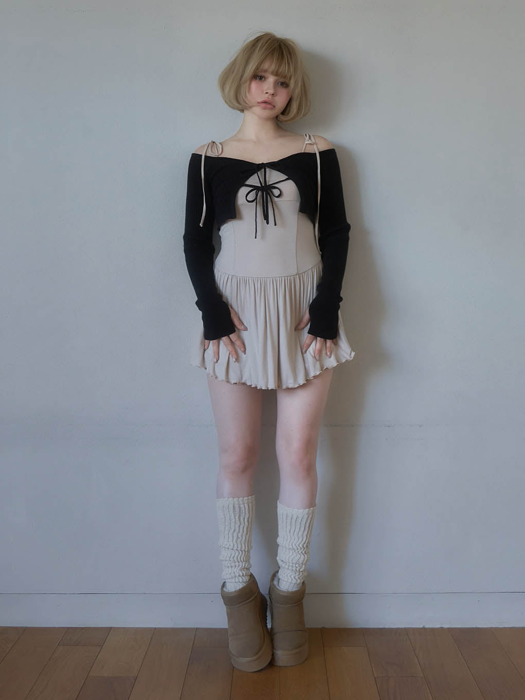 Nei knit set flare dress