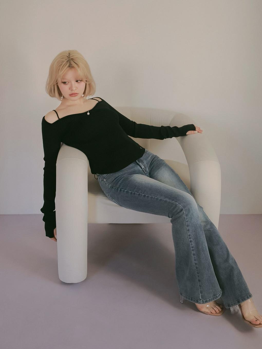 Heart hip flare denim