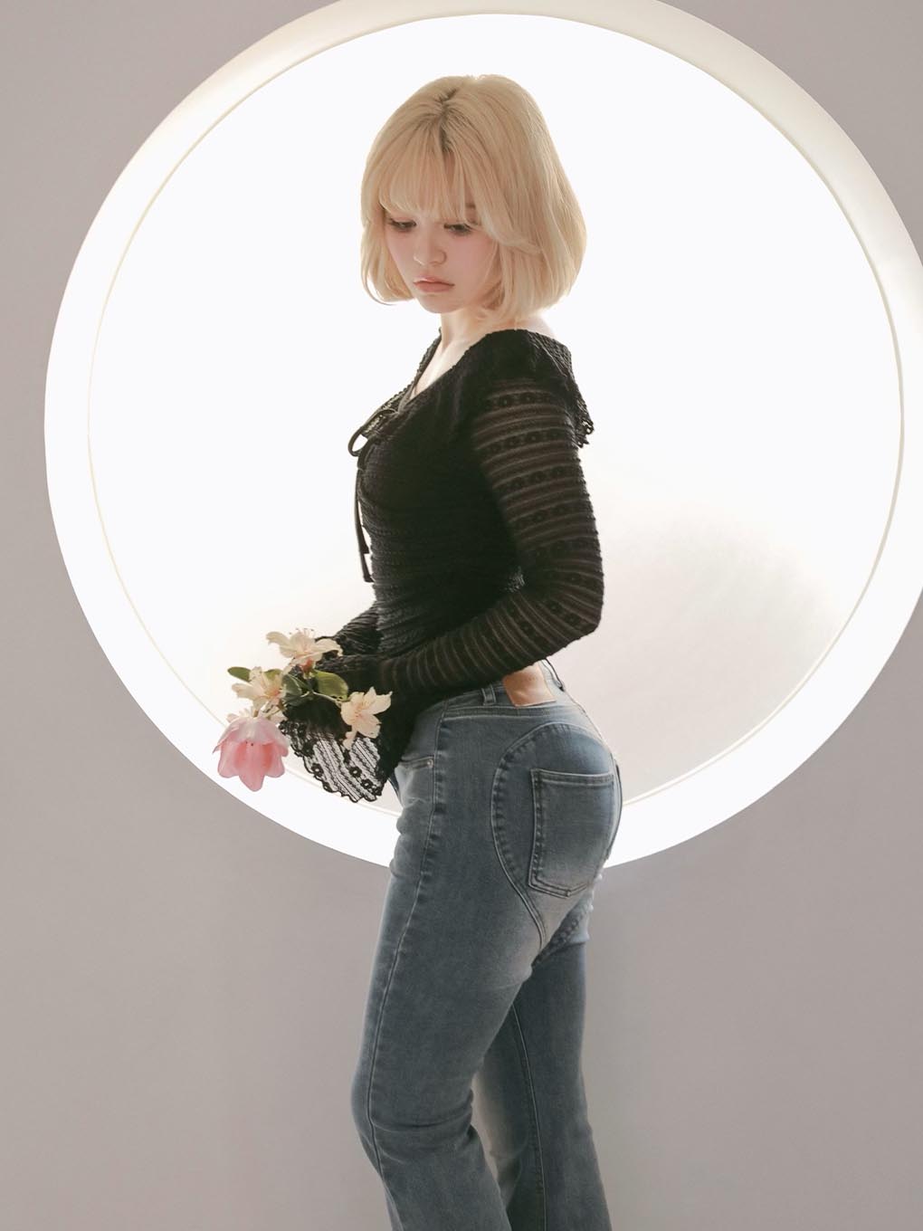 Heart hip flare denim