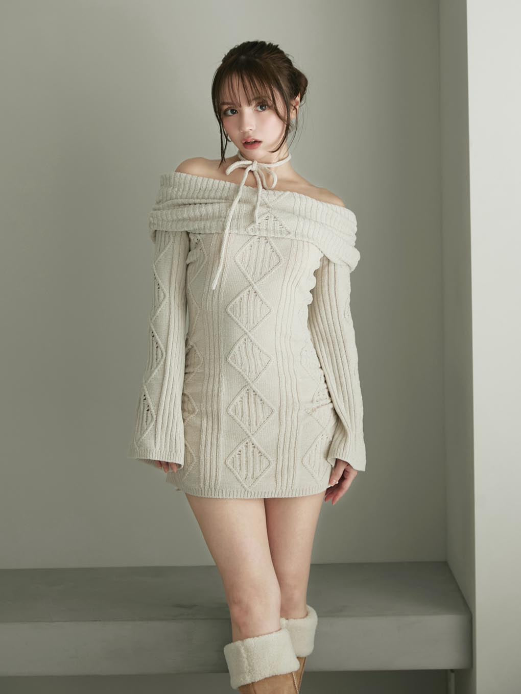 ANDMARY】Cameron cable knit mini dress 