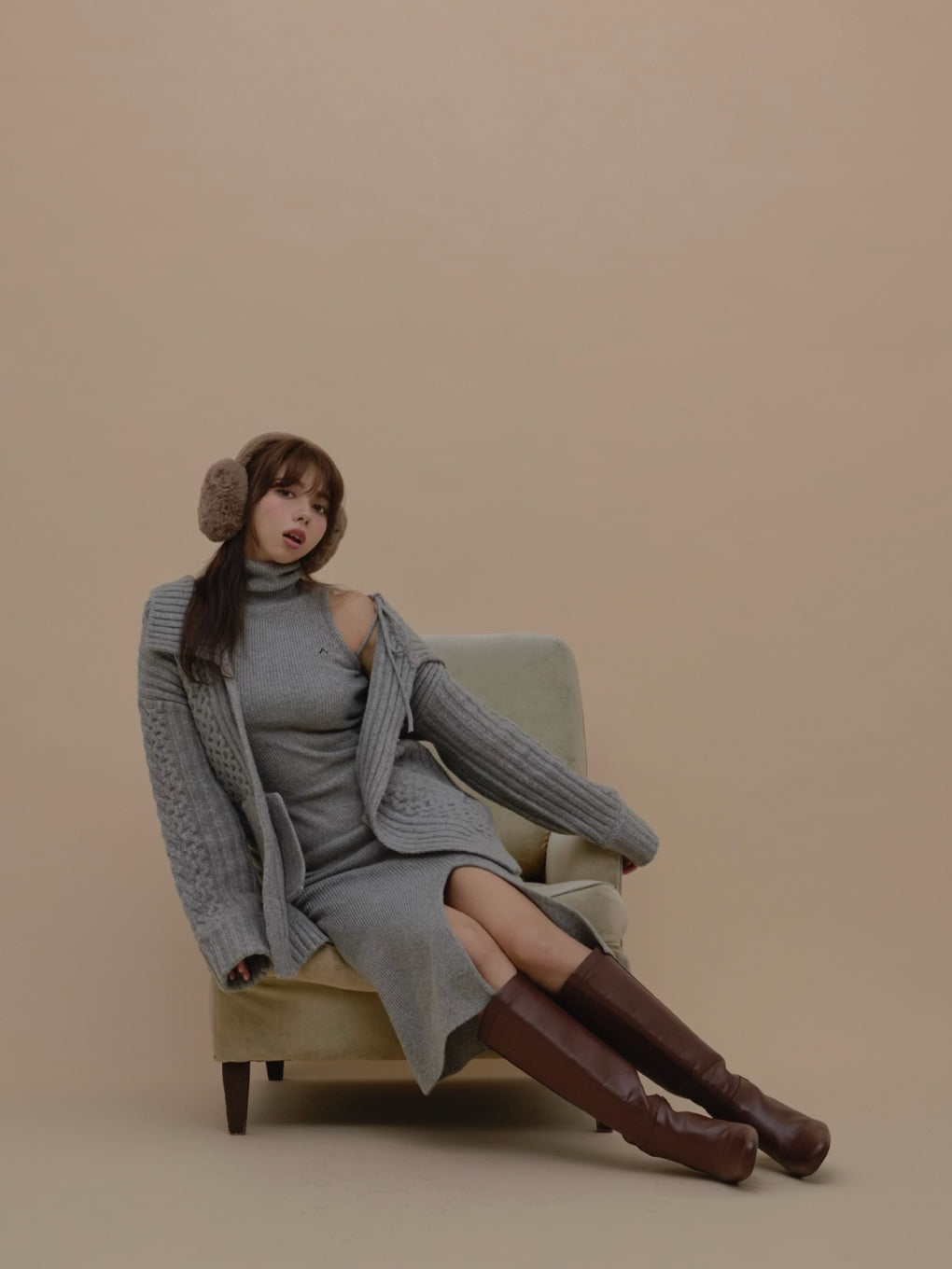 ANDMARY】Nana cable knit set dress