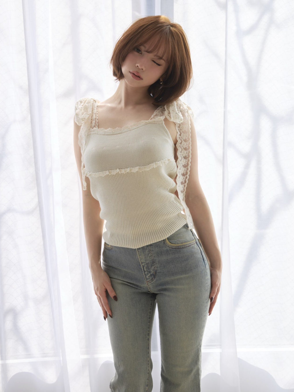 ANDMARY】Lil lace knit tops