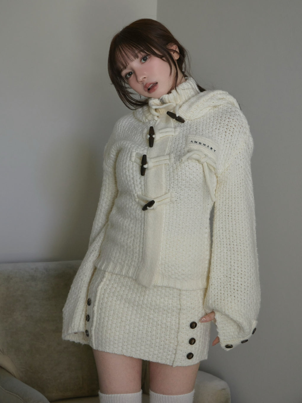 Cable knit jacket set up
