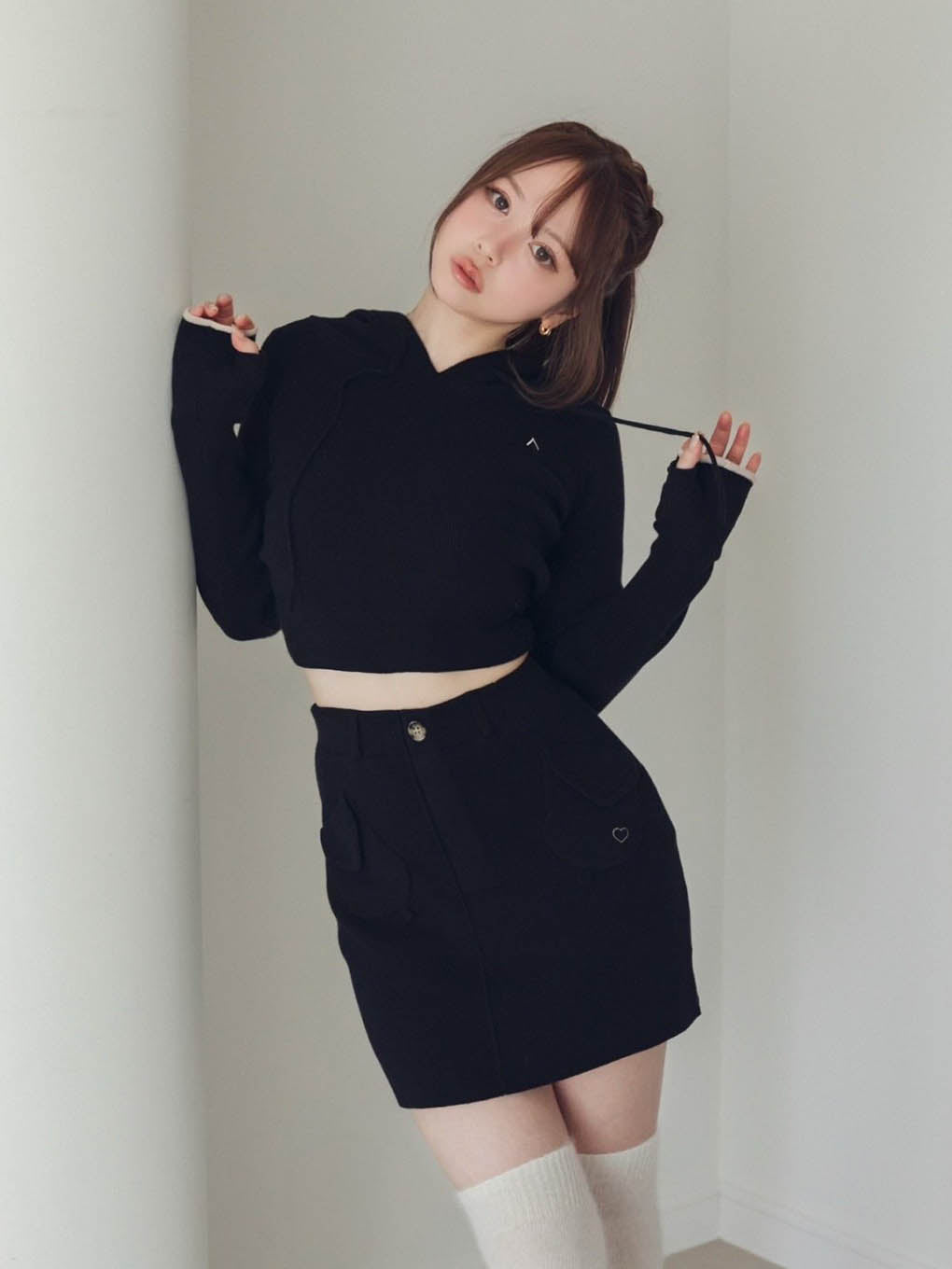 Heart point knit hoodie